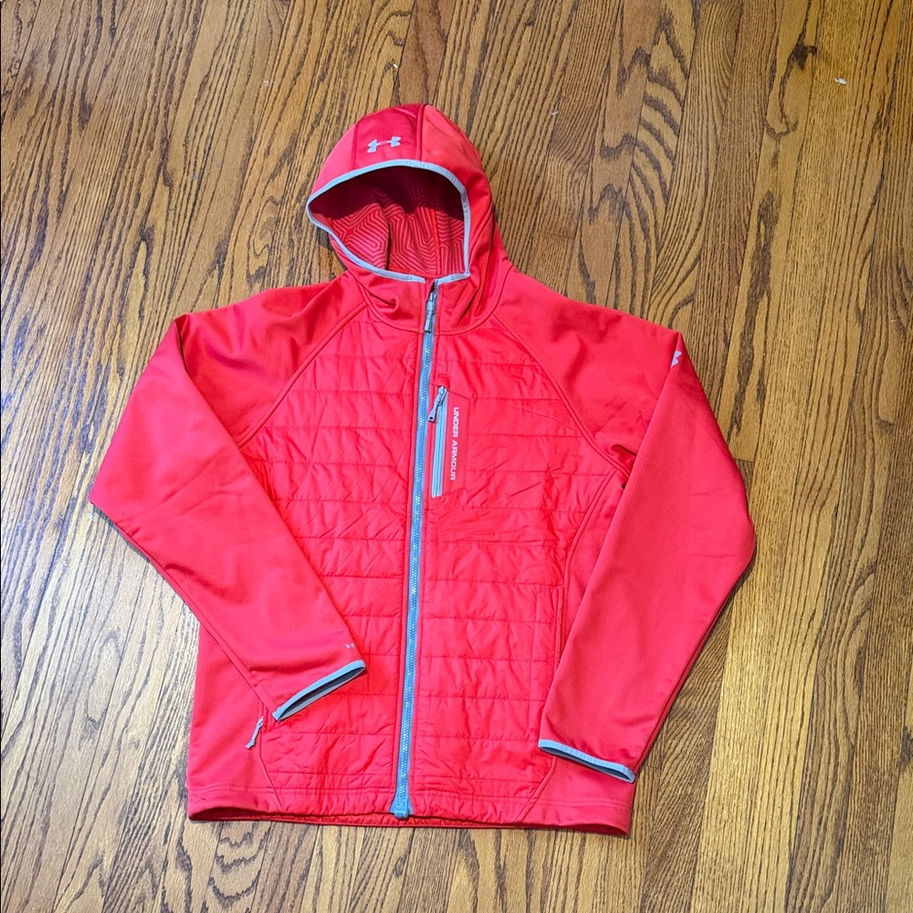 Under Armour Orange Coldgear, Infrared Hooded Jacket Size Large